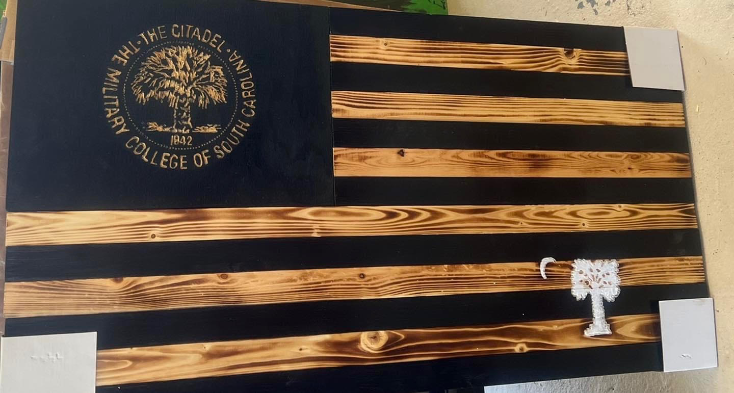 CITADEL COLLEGE WOODEN FLAG