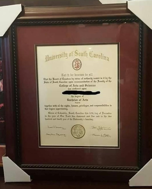 Diploma Frames for University of South Carolina